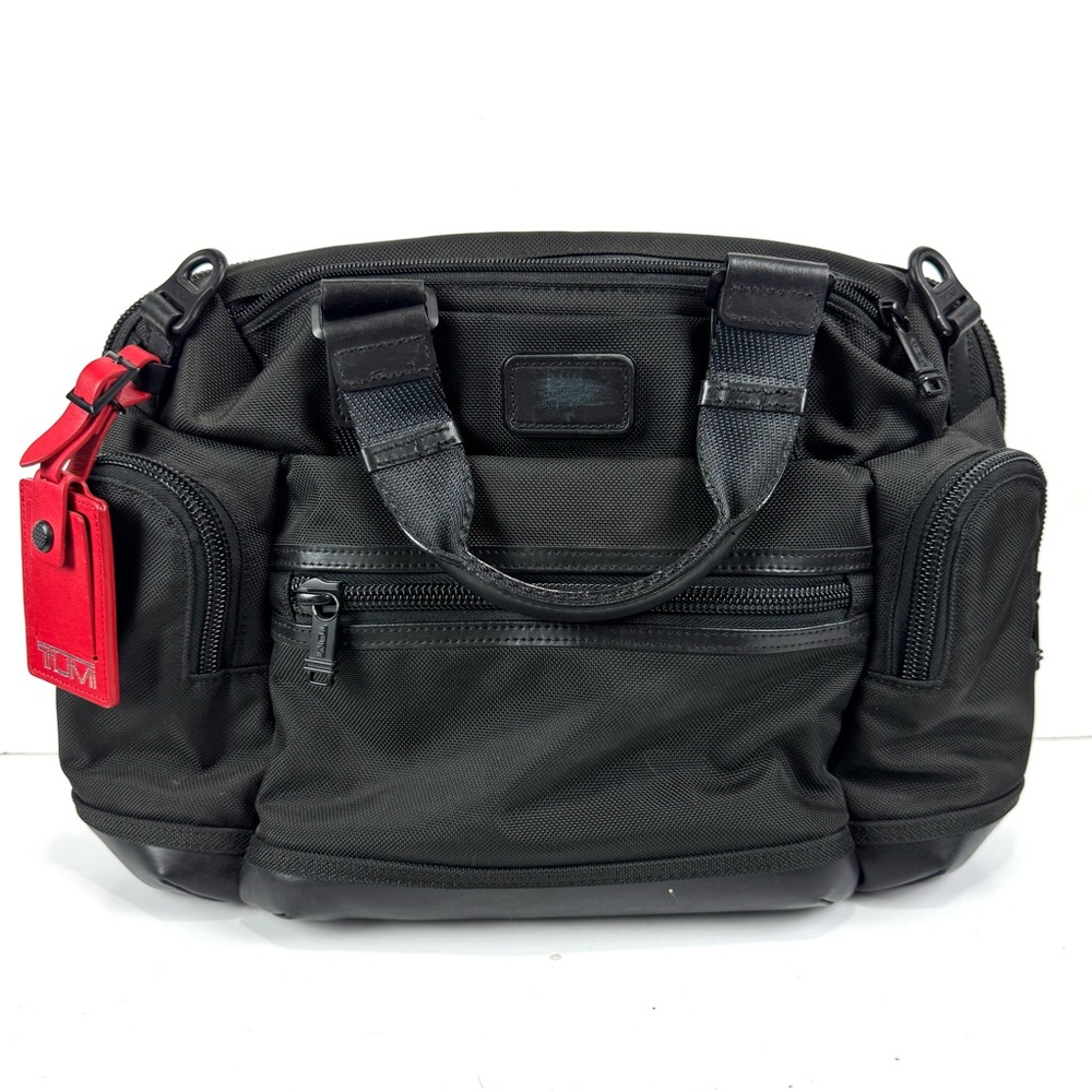 TUMI Alpha Bravo 'Brooks' Black Nylon Slim Briefcase Travel Luggage Laptop Bag